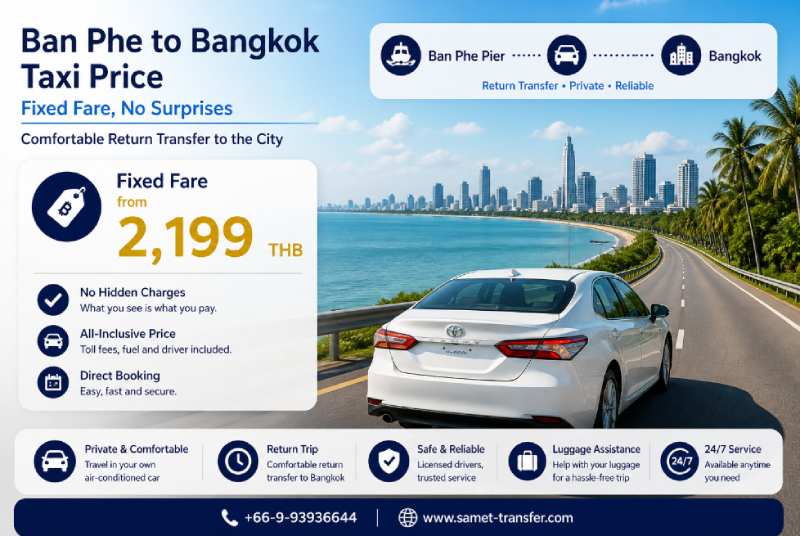 Ban Phe to Bangkok taxi price