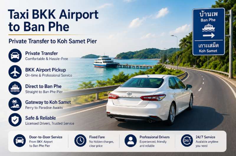 Taxi from BKK Airport to Ban Phe pier
